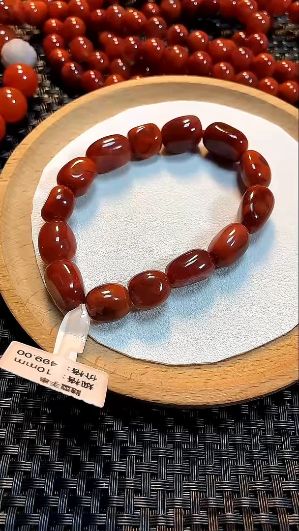 未镶嵌手串南红玛瑙龙****4火焰纹随型手串原矿10mm