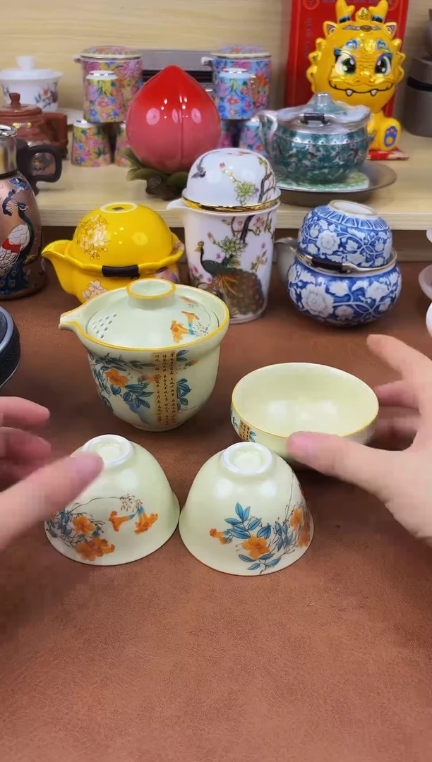 陶瓷茶具摆件旅行套组