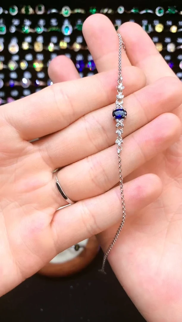 蓝宝石手链银S925镶嵌......