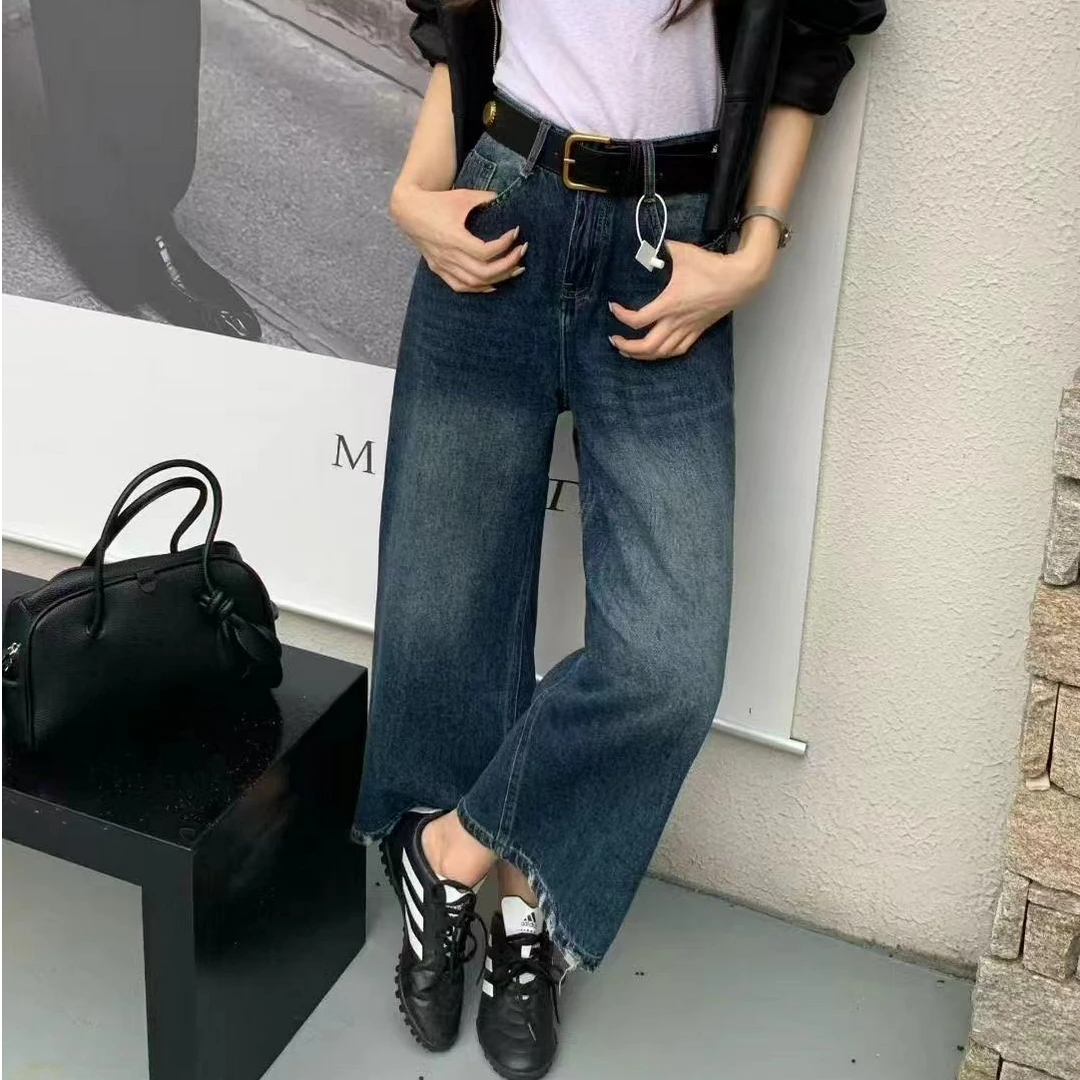 小施家宽松阔腿直筒显瘦百搭八分牛仔裤2617