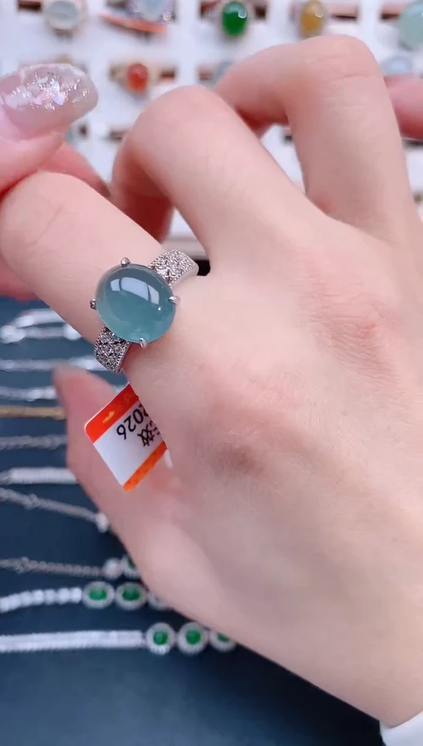 银S925镶嵌戒指翡翠天然翡翠