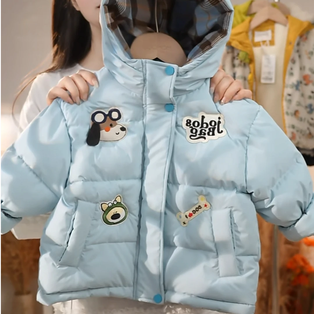 MOMOCO冬季男童百搭时尚洋气印花小狗棉服外套A1100