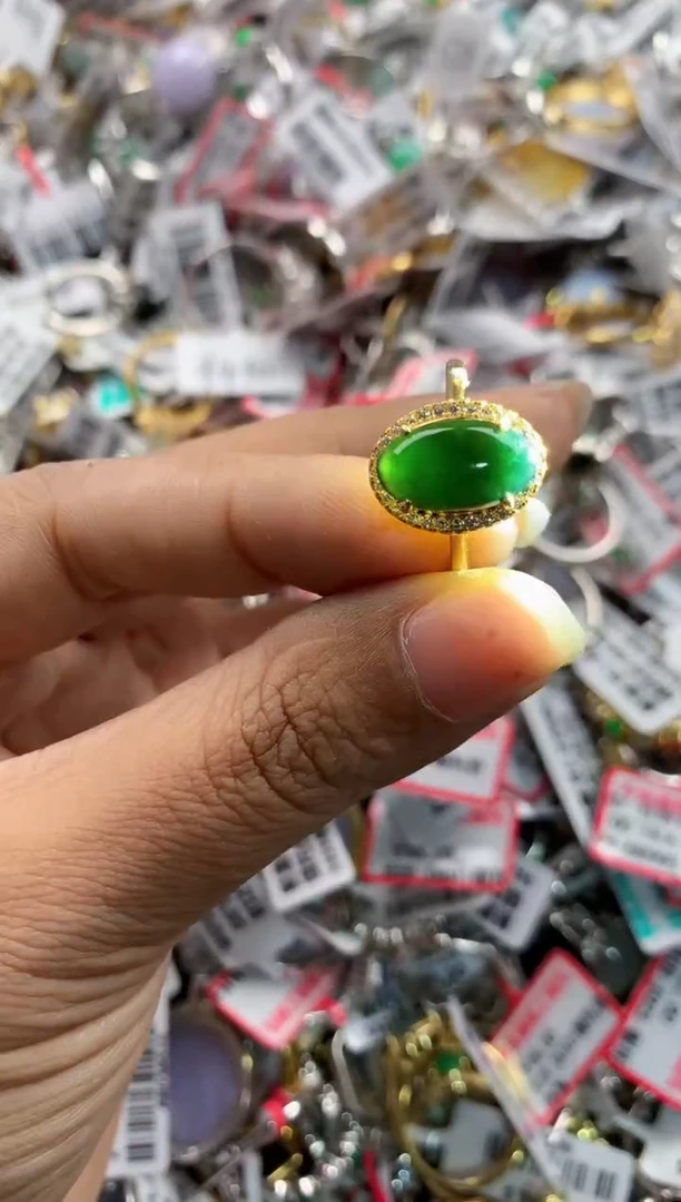 银S925镶嵌戒指翡翠888---4