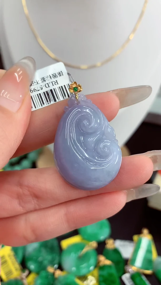 翡翠18K金镶嵌吊坠(不含链)挂件