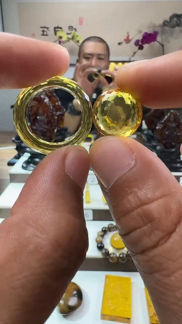 未镶嵌吊坠(不含链)琥珀切割面指环套件吊坠