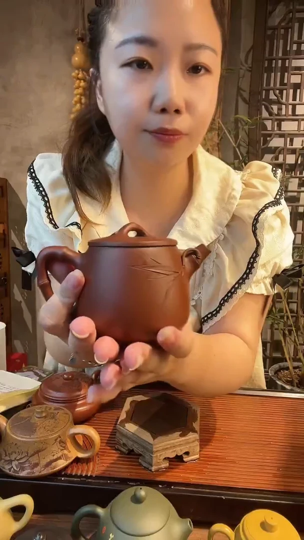 茶壶紫砂竹节高石瓢大红袍