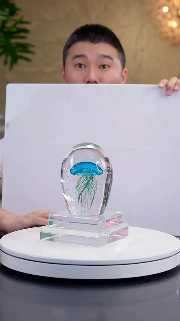 摆件宝石蓝色水母摆件+底座