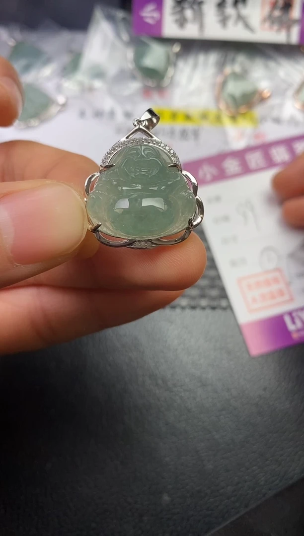 颈饰银S925镶嵌翡翠哦****6挂件