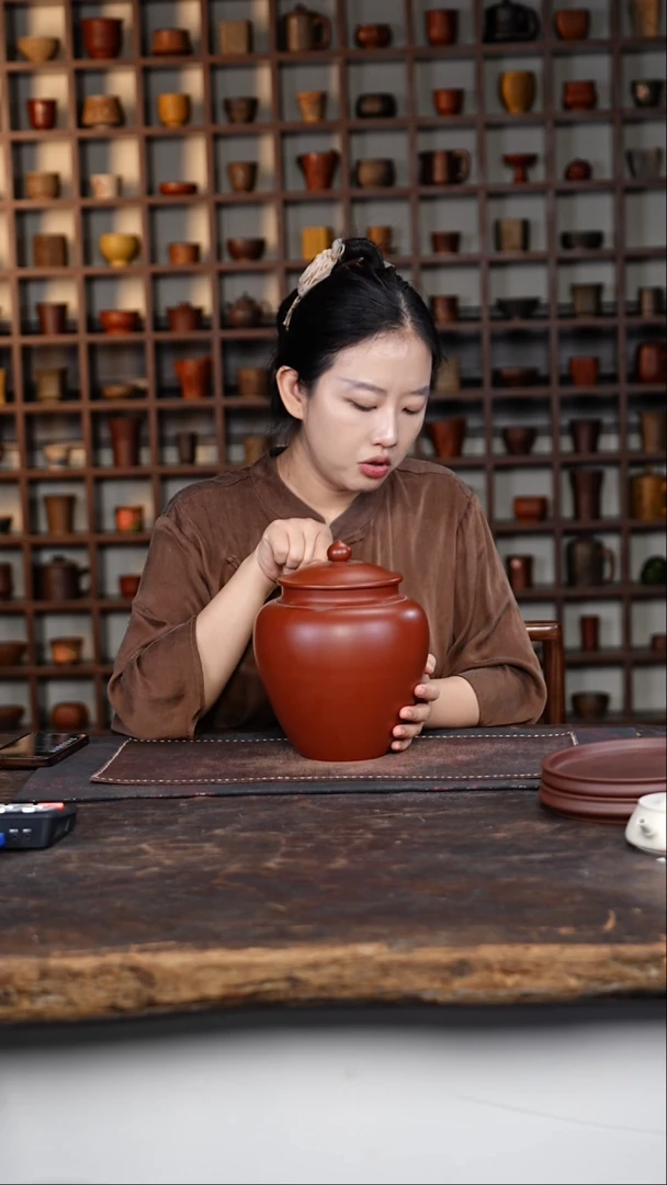 茶杯紫砂非遗茶器-大红袍大号茶罐
