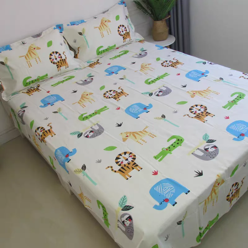 021 纯棉老粗布床单 卡通小帆布睡单