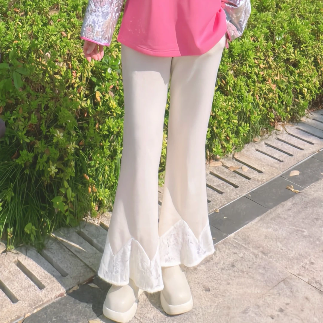 4774蕾丝鱼尾裤微弹显瘦休闲时尚百搭