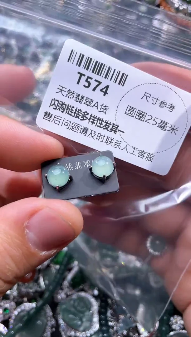 【闪购商品】翡翠颈饰未镶嵌T574耳钉