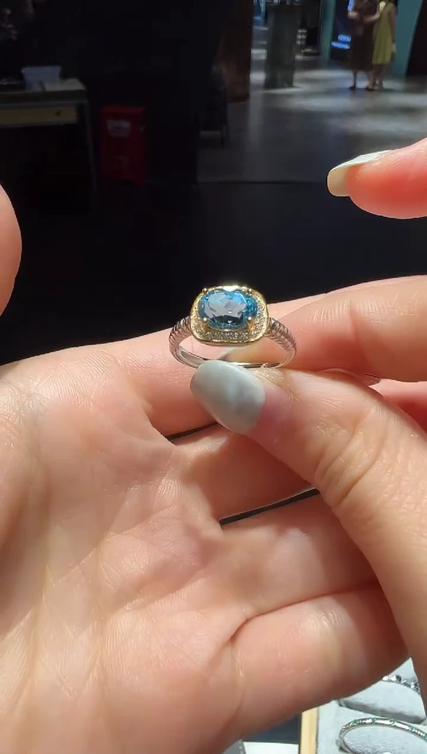 托帕石戒指银S925镶嵌0007【】