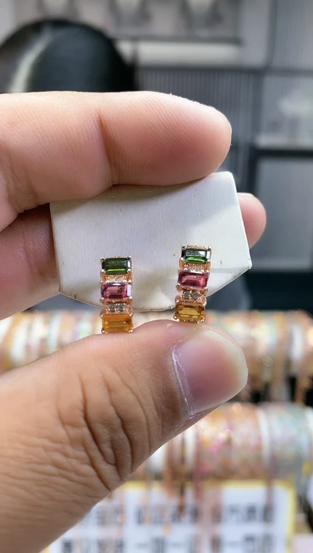 银S925镶嵌耳扣碧玺354354354354354