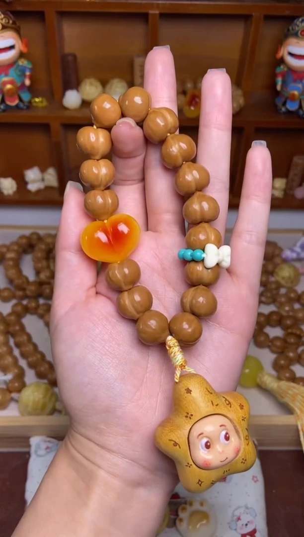 把件猴头核桃全品屁桃➕星星娃娃爱心蝴蝶结卡环【4配饰款】