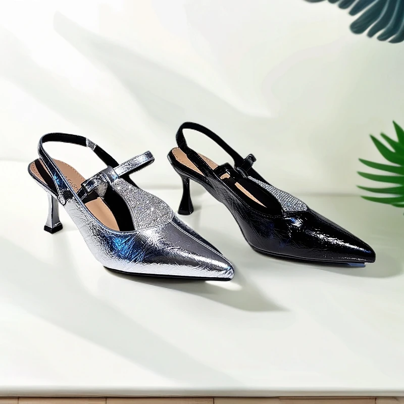 298-8韩版女鞋高跟浅口包头满天钻2025新款尖头百搭夏季新疆包邮