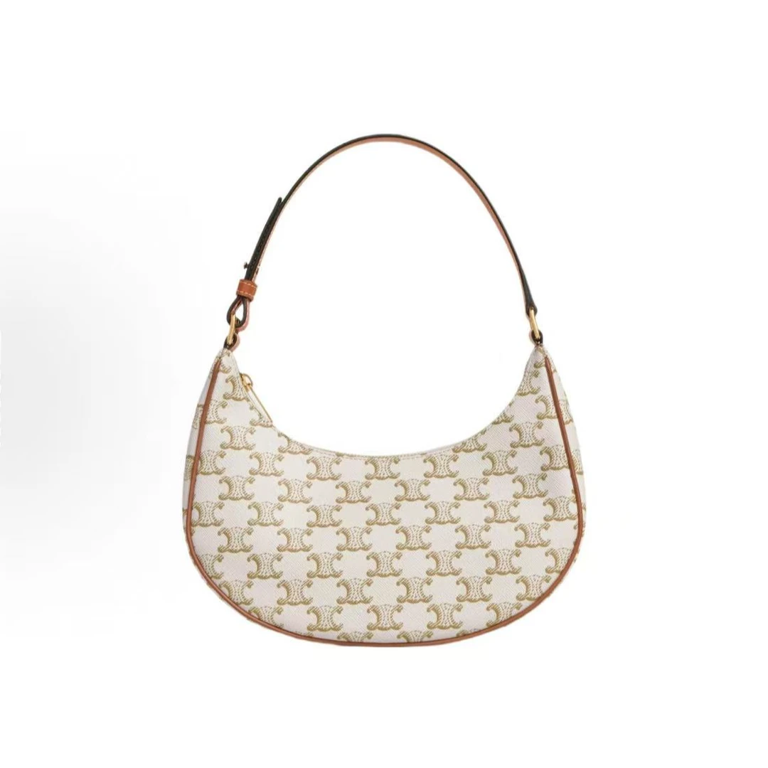 99新 Celine/思琳 Ava系列白色老花腋下包 98新