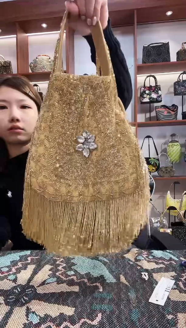 织物19号（内里微瑕）手工珠珠包包腋下斜跨包手拿包手提晚宴包