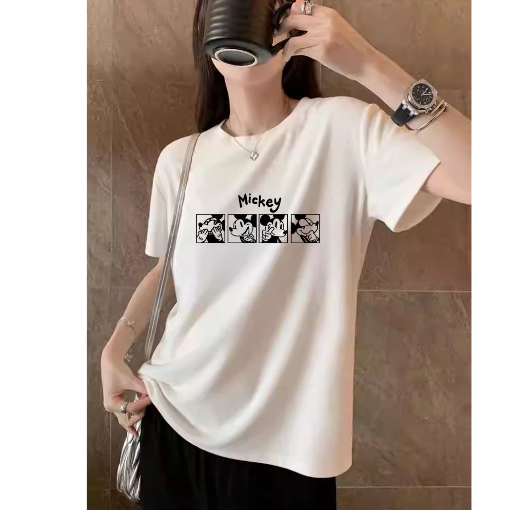 正肩磨毛短袖t恤女时尚百搭减龄白色上衣加厚款打底衫2025春夏季