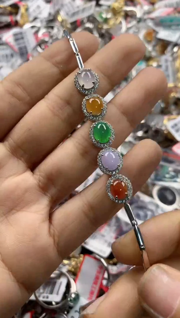 银S925镶嵌戒指翡翠13      9