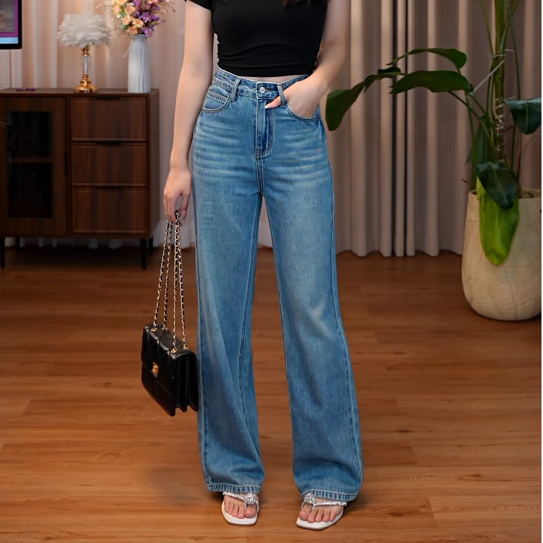 （清货）直筒裤牛仔裤高街裤子阔腿裤牛仔裤女款高腰牛仔裤