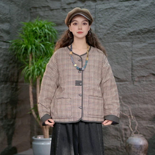【女装棉袄冬季】百搭复古棉衣女大码宽松保暖休闲棉服外套