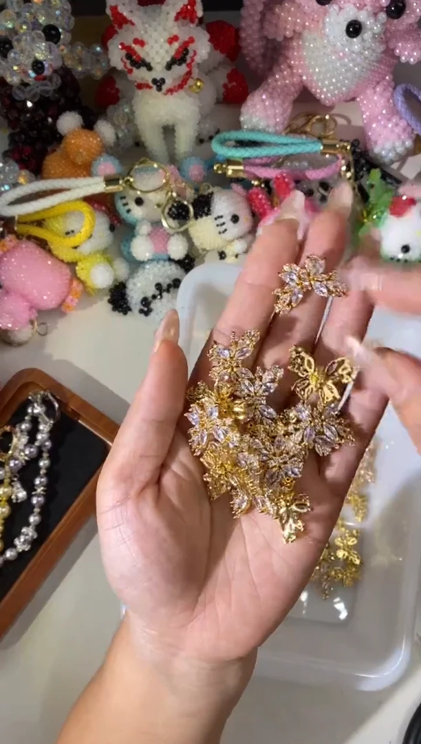 玻璃A75蝴蝶2个金色