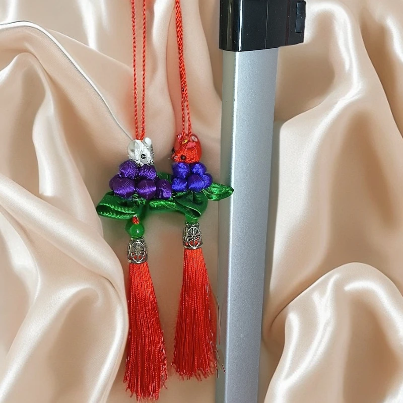 纯手工福气鼠吃葡萄端午挂件