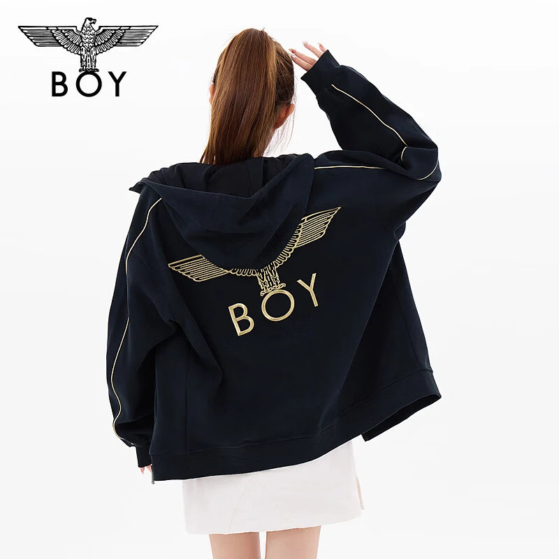 【黄金法则】BOYLONDON情侣百搭休闲时尚连帽开衫卫衣外套N06901