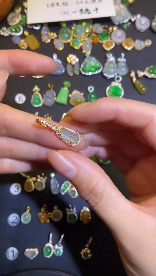 吊坠(不含链)银S925镶嵌翡翠1