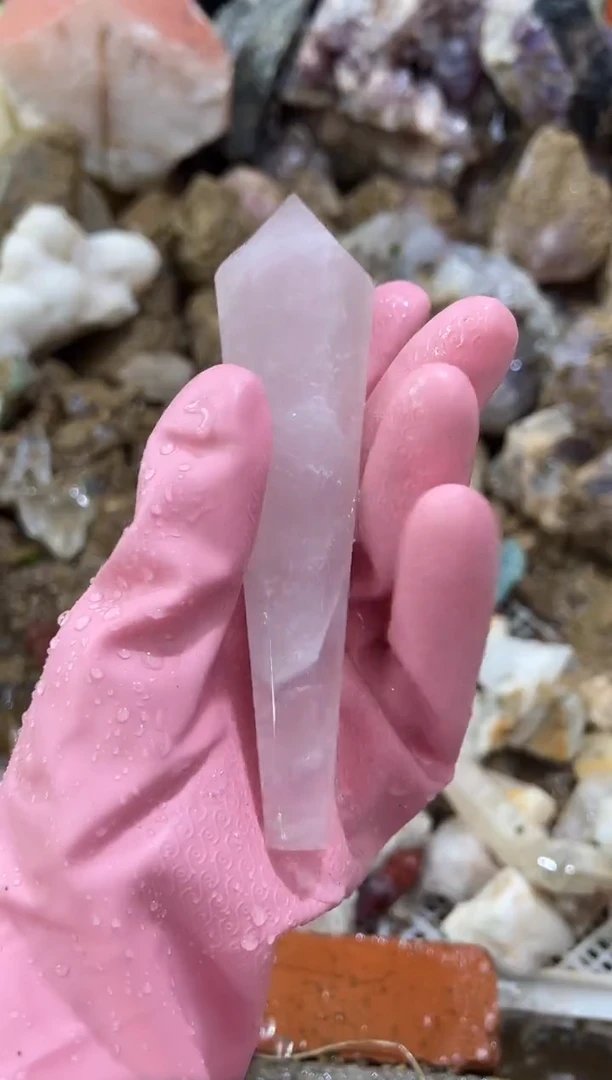 未镶嵌大型摆件（非配饰）水晶853粉水晶权杖