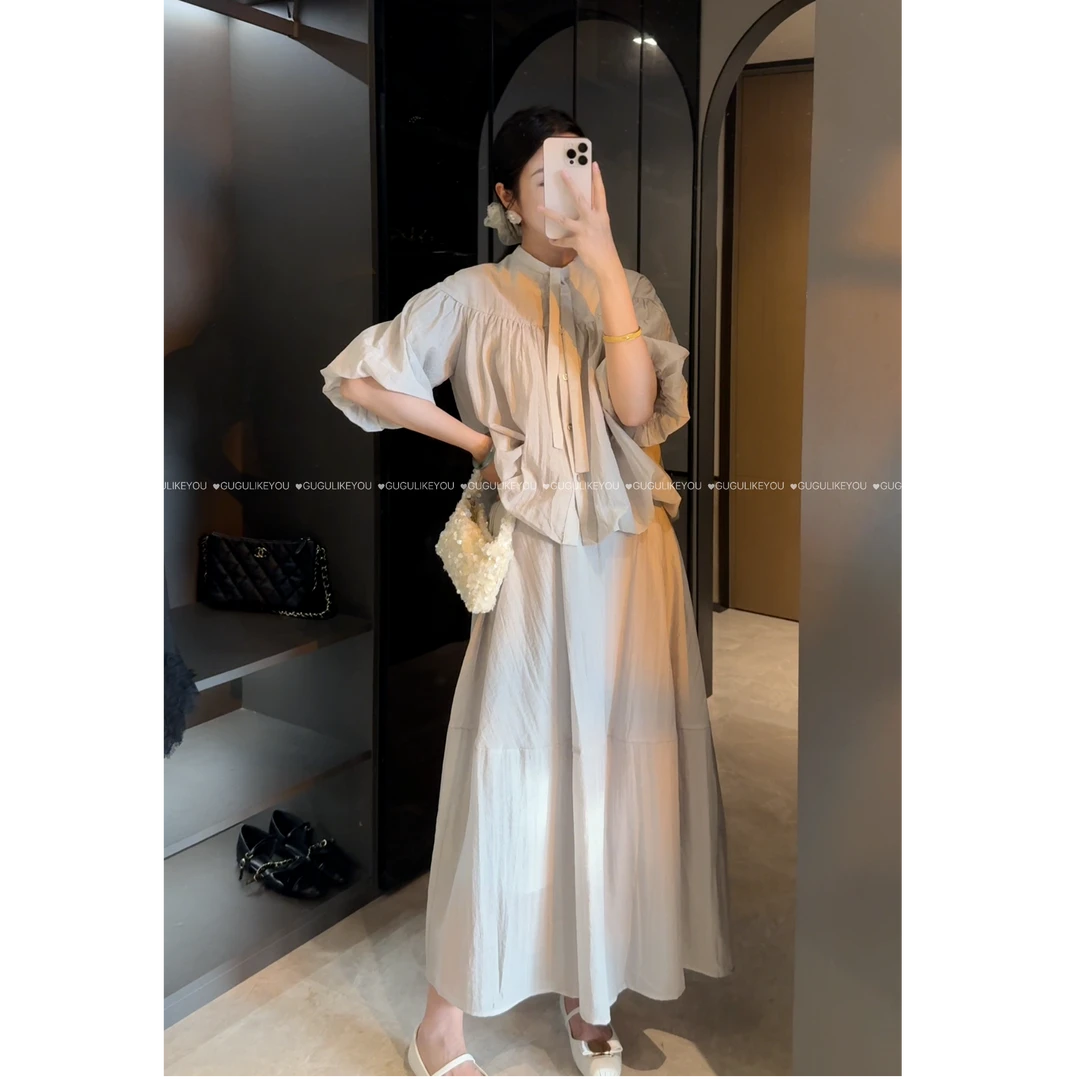 【古古】【漂亮姐姐】韩系女主上身超有质感的套装 上衣+半裙 G25482