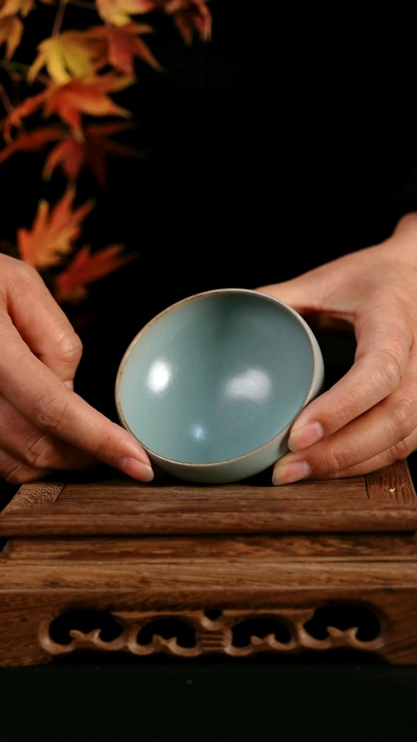 杯子陶青霁汝窑仿古釉  微瑕
