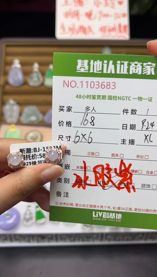 银S925镶嵌翡翠耳饰多人