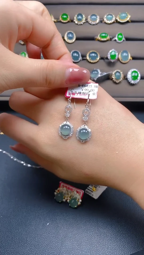 翡翠戒指银S925镶嵌1212