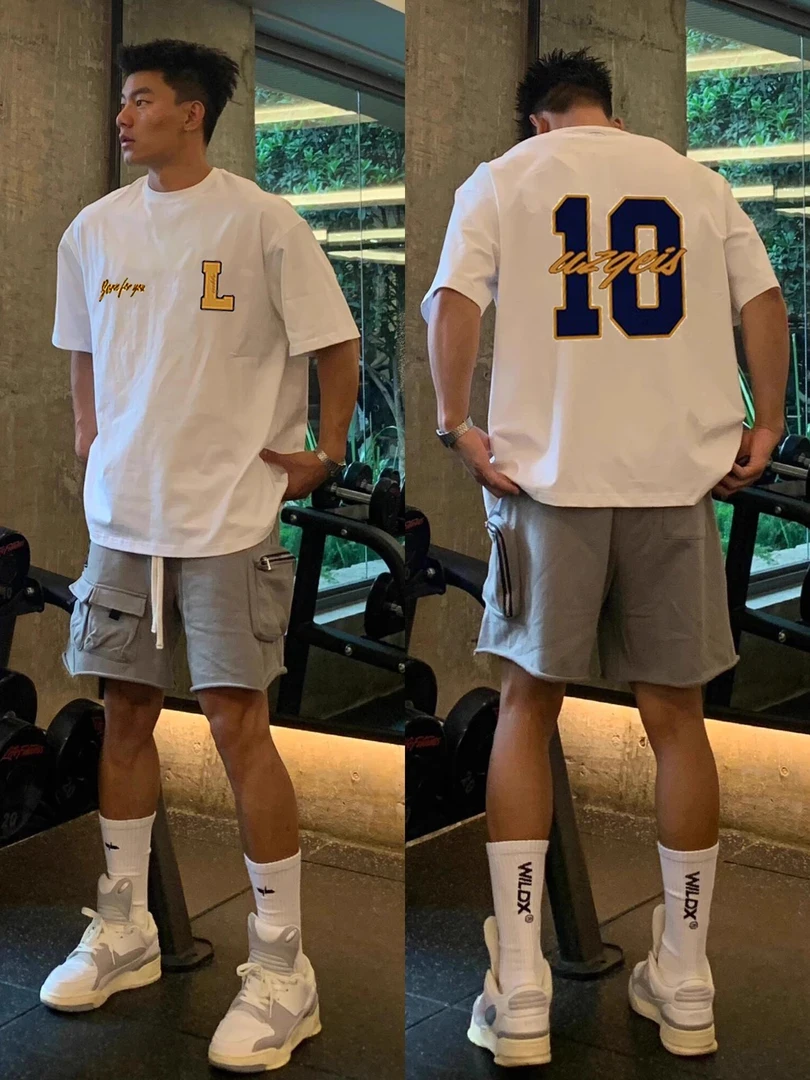 260g美式【重磅100%纯棉】复古欧美风t恤男生休闲潮牌重磅宽松大码