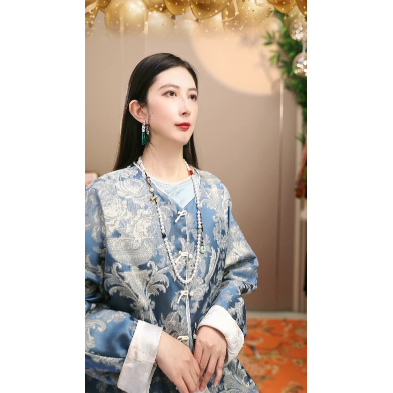提花中国风春季设计师新中式短外套圆领绣花女装
