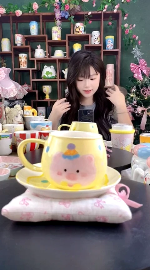 非遗技艺 陶瓷26小猪咖啡杯蝶26