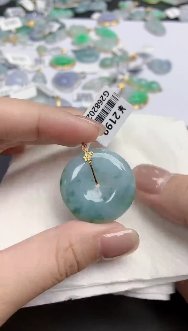 【闪购商品】翡翠颈饰18K金镶嵌天然缅甸翡翠A货