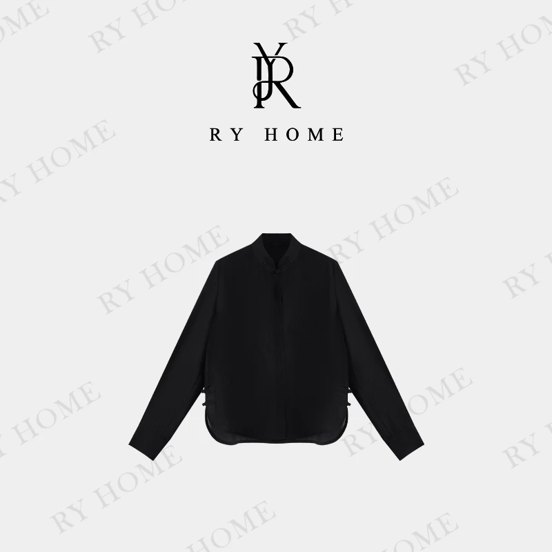 【容雨RYHOME】“花间酒”100%桑蚕丝＋国风盘扣长袖衬衫24C1264