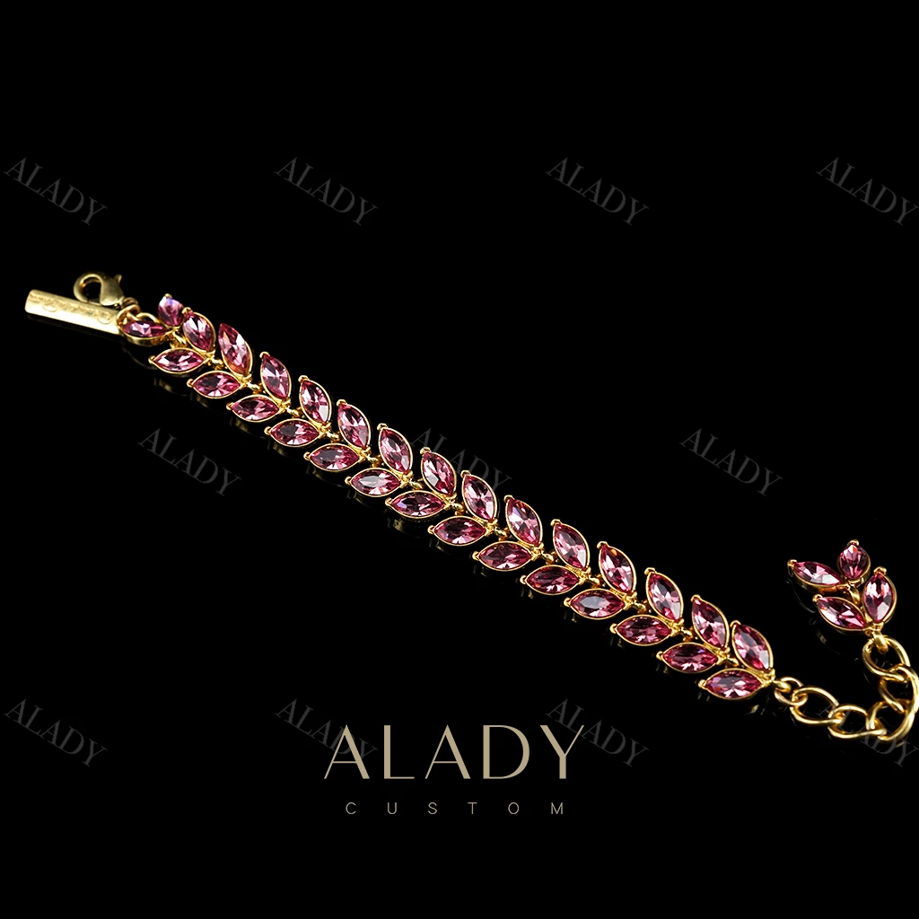 合金合成锆石手链 粉色闪耀麦穗手链-ASK2692