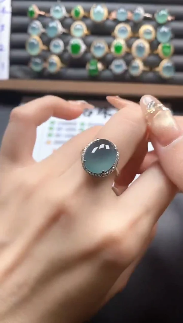 银S925镶嵌戒指翡翠51151