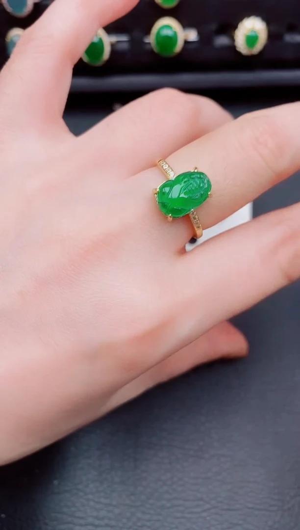 【闪购商品】翡翠戒指银S925镶嵌天然a货翡翠254