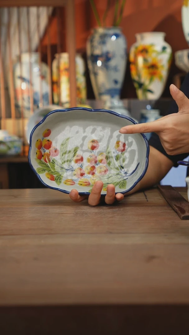 瓷片【简家甄选】景德镇设计师釉下手绘陶瓷餐具