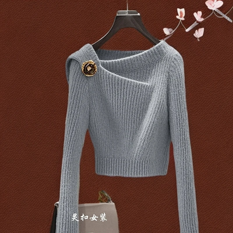 早春新款韩系chic上衣高端欧货洋气独特别致小众超好看毛衣针织衫