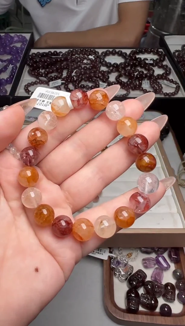 水晶手串未镶嵌天然胶花10+多样性发其一-Jh107-10