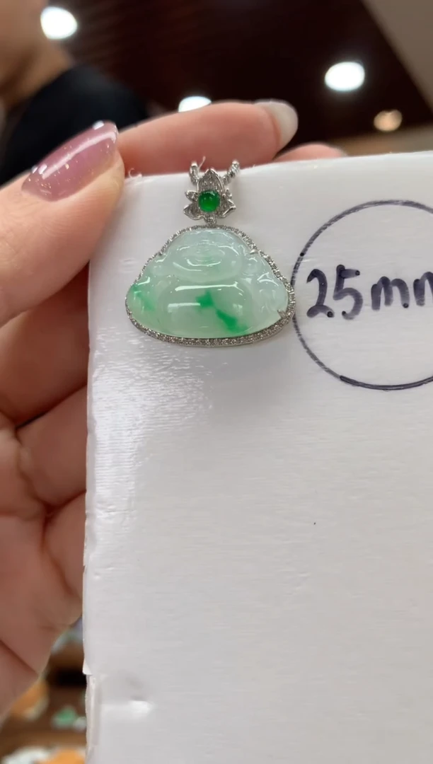 翡翠18K金镶嵌吊坠(不含链)佛公