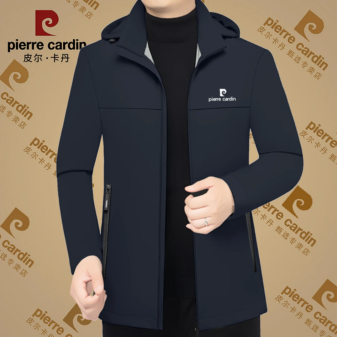 皮尔卡丹秋季新款高档男士休闲连帽夹克外套中年修身户外时尚男装