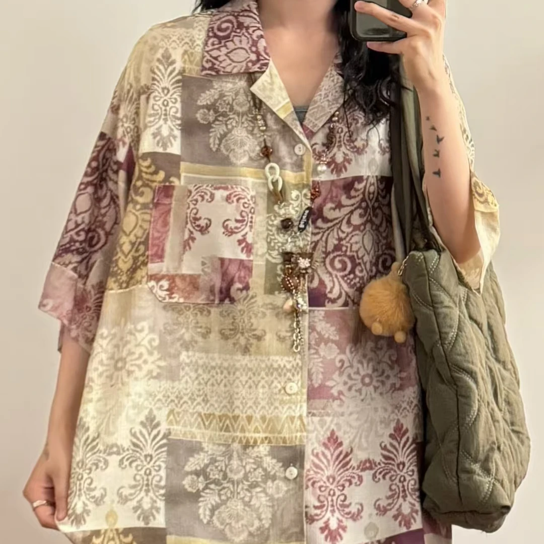 九八vintage古着日制复古碎花衬衫百搭（直播间链接）