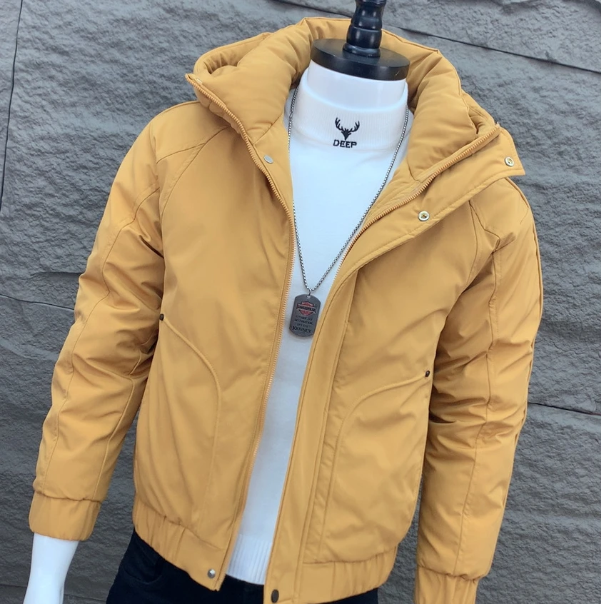 【冬季新品】男士连帽棉服外套2025网红修身短款保暖炸街棉衣男0160